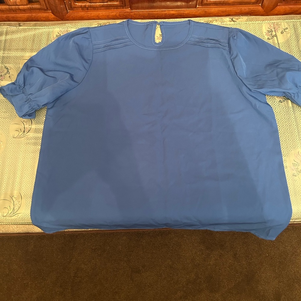 Blue Short Sleeve Blouse